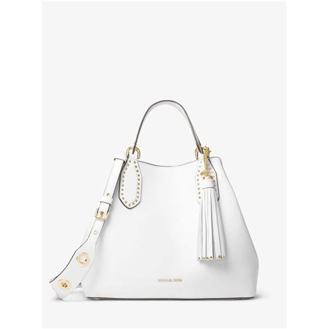 michael kors white brooklyn purse|mk brooklyn large leather satchel.